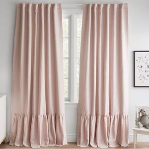NWT PB linen blackout blush curtains x2 (pair) 52”x96”